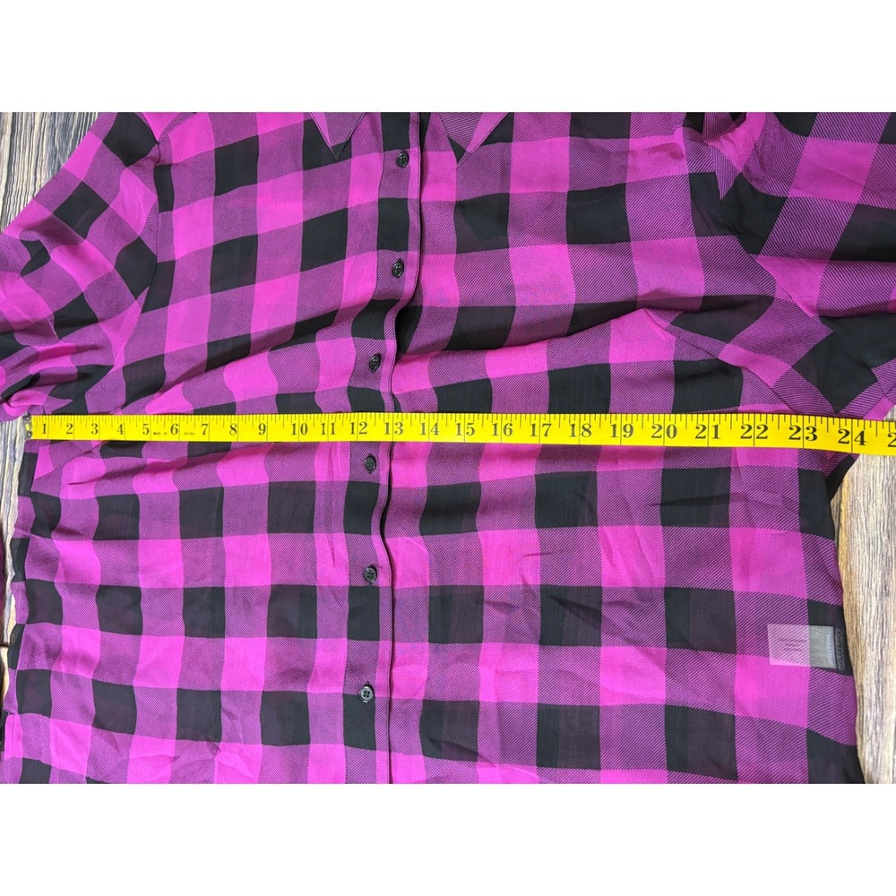 Lane Bryant Shirt Womens 14/16 Purple Black Buffalo Plaid Long Sleeve Button Up - Picture 5 of 13